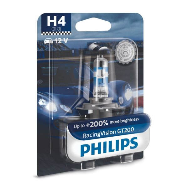 H4 12V 60/55W P43t-38 RacingVision GT200 1St. Blister Philips