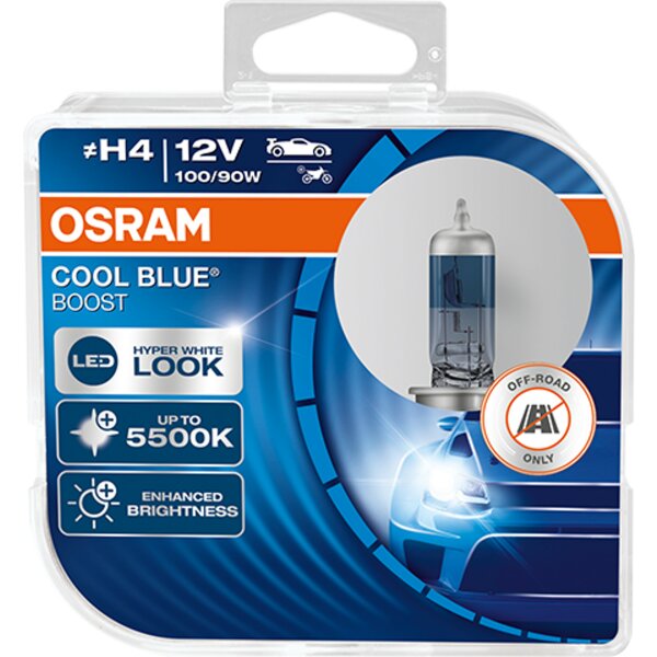 H4 12V 100/90W P43t COOL BLUE BOOST 5500K 2St - OSRAM (NO ECE)