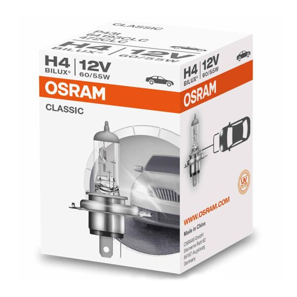 Osram Halogen Classic H4, Halogen 12V, 1er Faltschachtel - 64193CLC