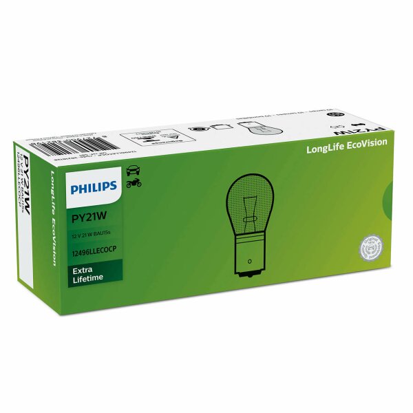 PHILIPS 12496LLECOCP - PY21W  12V 21W BAU15s LongerLife EcoVision 1 Stk.