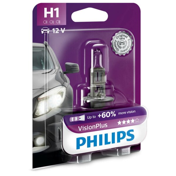 PHILIPS 12258VPB1-+60% - H1 12V 55W P14.5s Vision Plus +60% 1 Stk. Blister