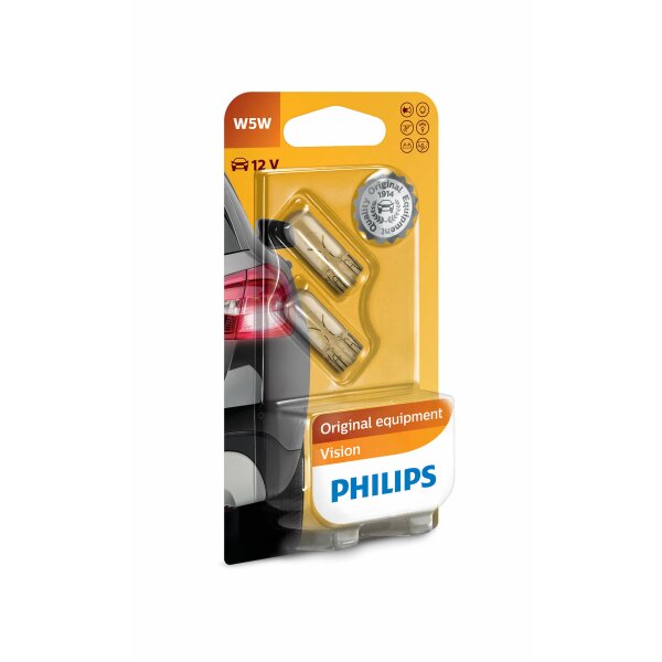 PHILIPS 12961B2 - W5W 12V 5W W2.1x9.5d Vision Blister 2 Stk.