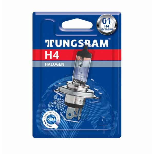 Tungsram 93105768 - H4 12V 60/55W P43t Standard 1Stk. Blister