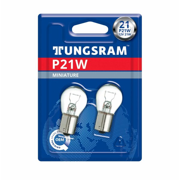 Tungsram 93088856 - P21W 12V 21W BA15s Standard 2 Stk. Blister