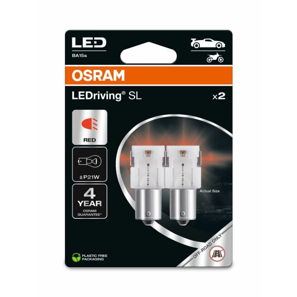 OSRAM 7506DRP-2BL - P21W LEDriving SL Red 12V Blister 2 Stk.