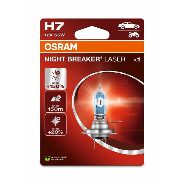 OSRAM 64210NL-1BL - H7 12V 55W PX26d NIGHT BREAKER® LASER +150% mehr Helligkeit 1 Stk. Blister