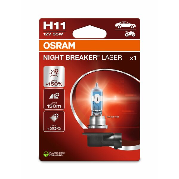 OSRAM 64211NL-1BL - H11 12V 55W PGJ19-2 NIGHT BREAKER® LASER +150% mehr Helligkeit 1 Stk.