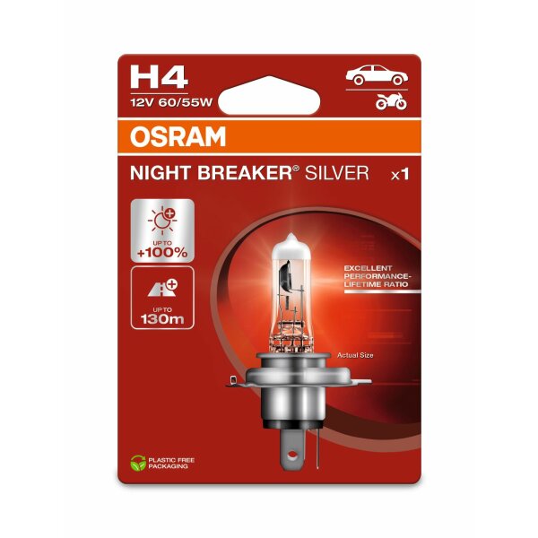 OSRAM 64193NBS-1BL - H4 12V 60/55W P43t NIGHT BREAKER® SILVER +100% 1 Stk.