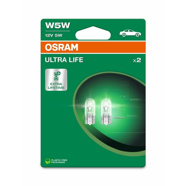 OSRAM 2825ULT-2BL - W5W 12V W2.1x9.5d 5W ULTRA LIFE 2Stk. Blister